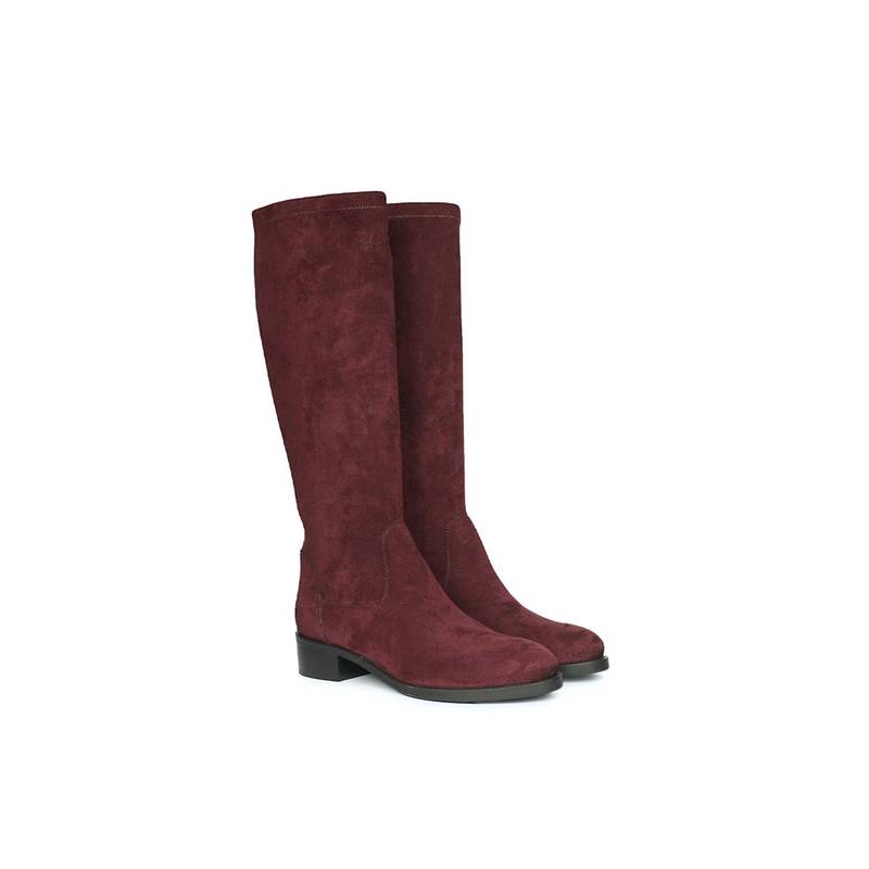 Saint G Women Maroon Stretch Suede Leather Knee High Boots (EURO 36)