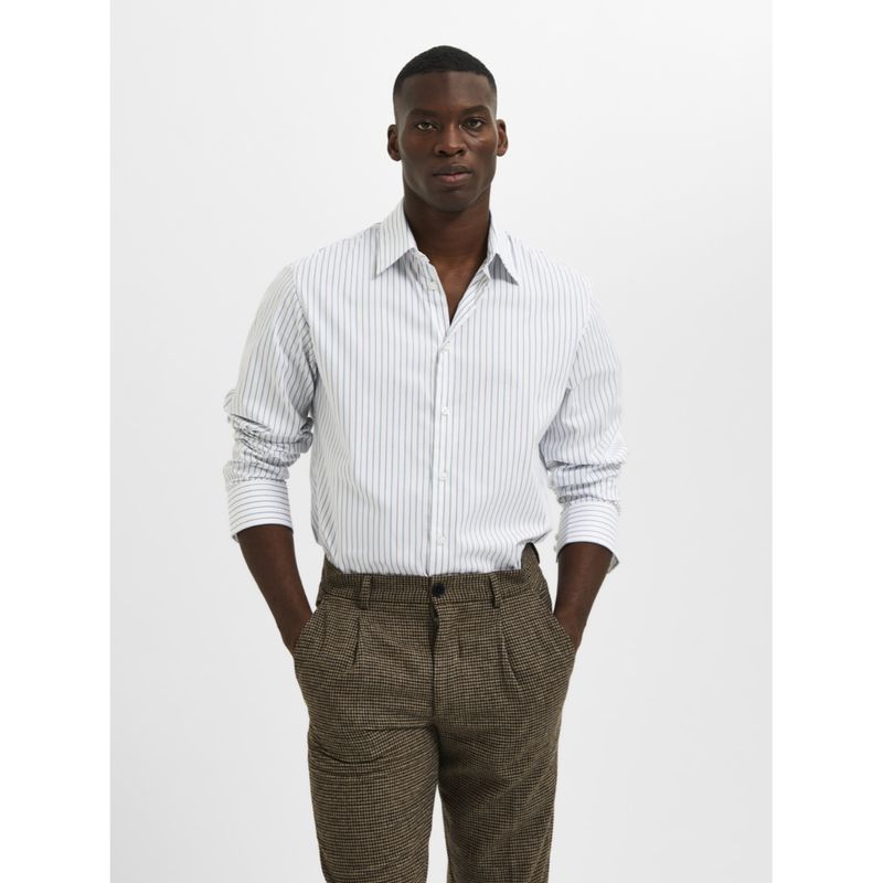 Selected White Striped Organic Cotton Shirt (L)