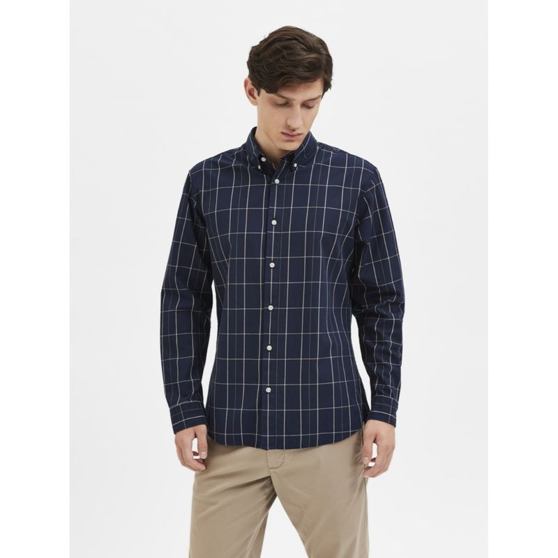 Selected Blue Check Organic Cotton Shirt (2XL)