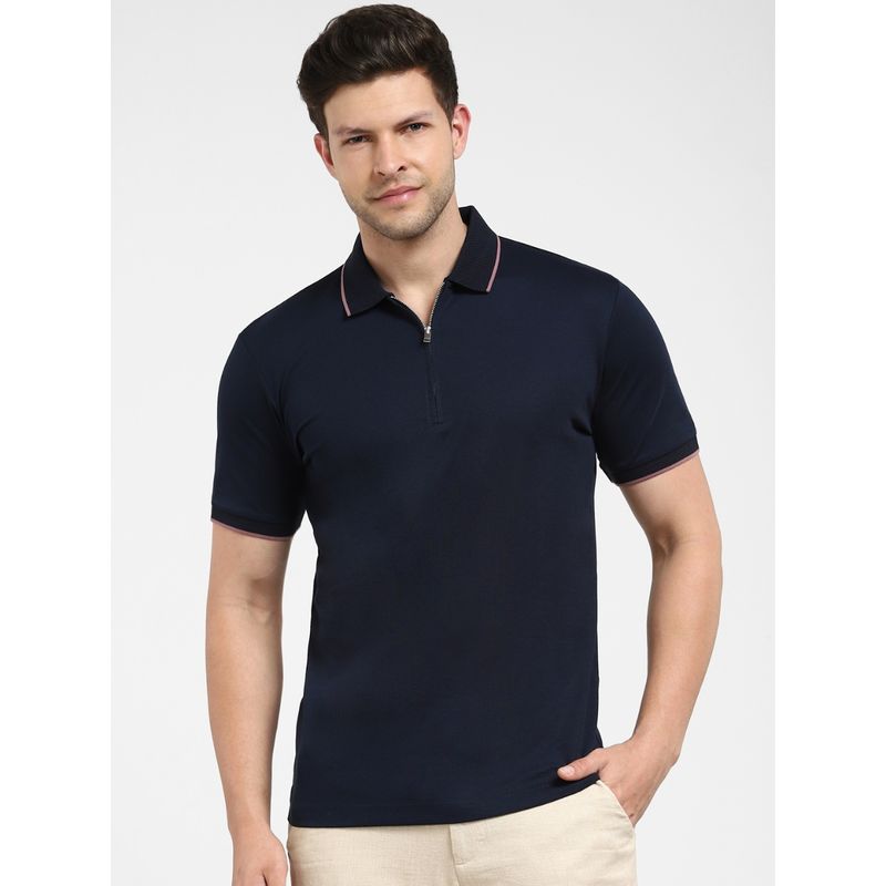 トップス TEATORA CAPSULESNAP POLO SHIRT DR navy 2 Buy Selected Navy Blue Zip-Up Polo Neck T-shirt Online