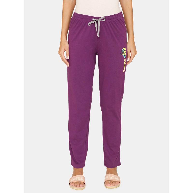 Zivame Rosaline Minions Knit Cotton Pyjama Purple (S)