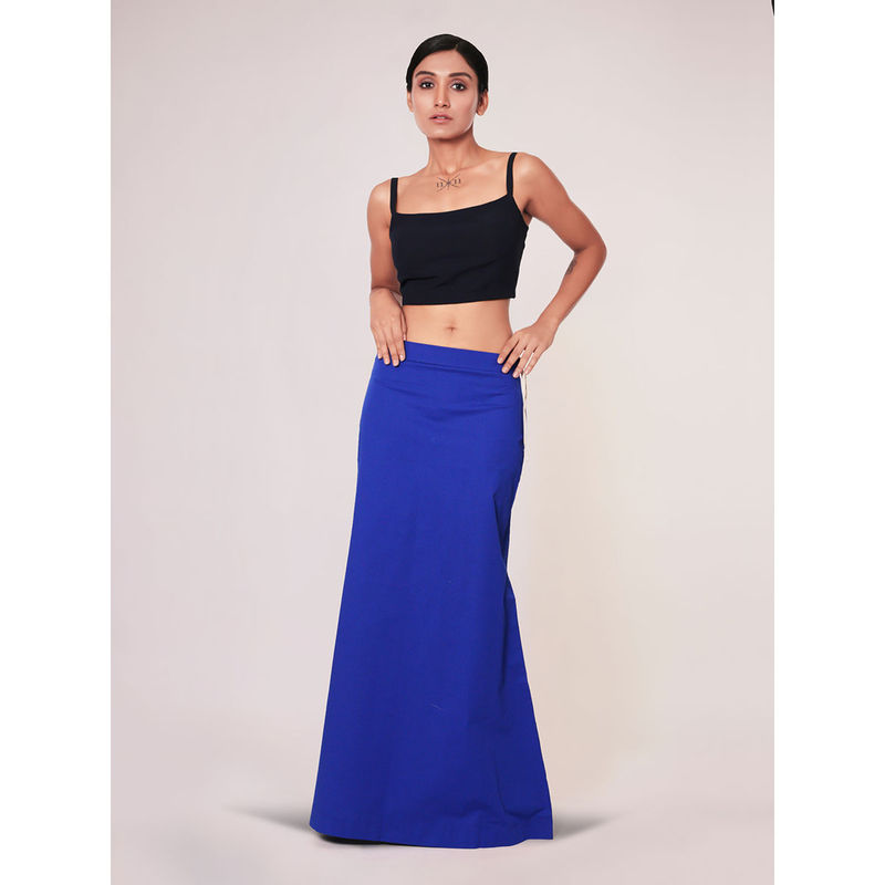 I AM BY DOLLYJAIN Women Royal Blue Lycra Solid D'Coat (2XL)