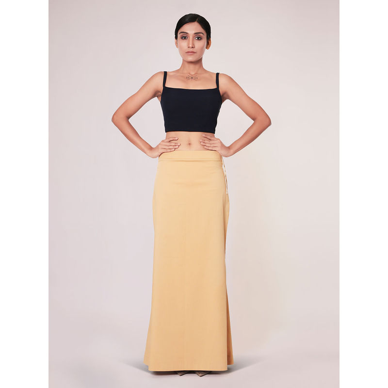 I AM BY DOLLYJAIN Women Beige Lycra Solid D'Coat (XL)