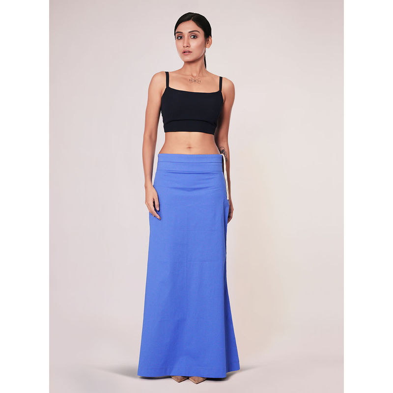 I AM BY DOLLYJAIN Women Neon Blue Lycra Solid D'Coat (S)