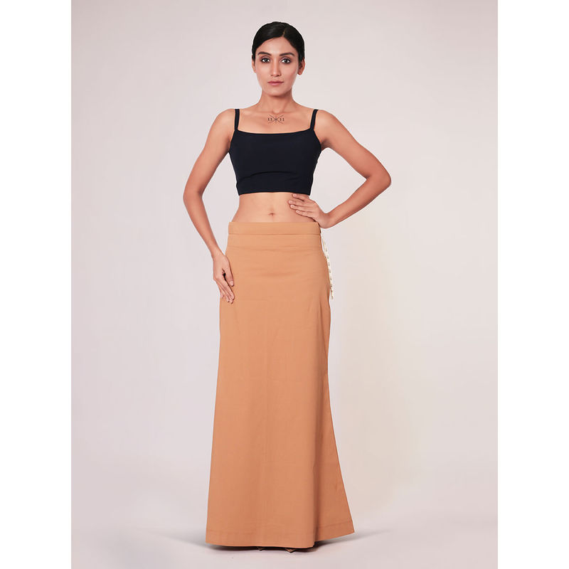 I AM BY DOLLYJAIN Women Nude Lycra Solid D'Coat (L)