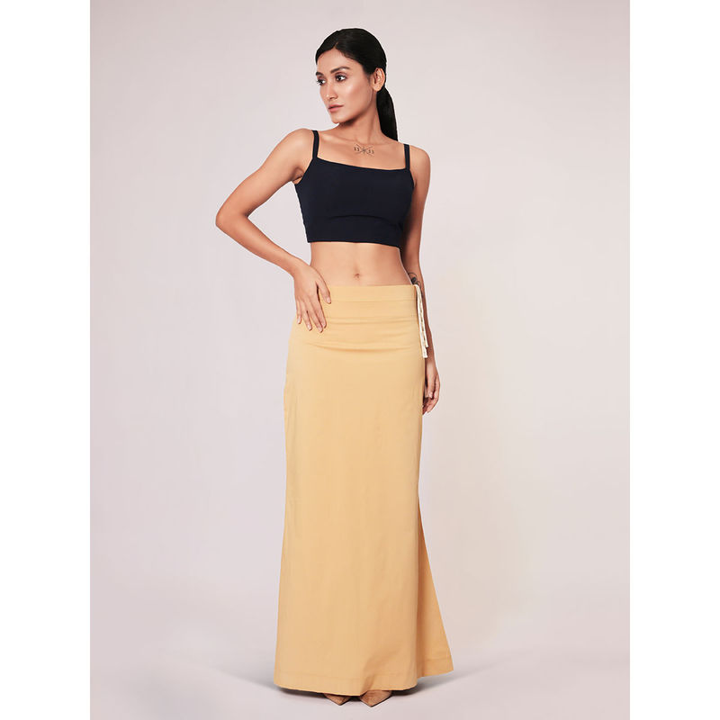 I AM BY DOLLYJAIN Women Beige Lycra Solid D'Coat (2XL)