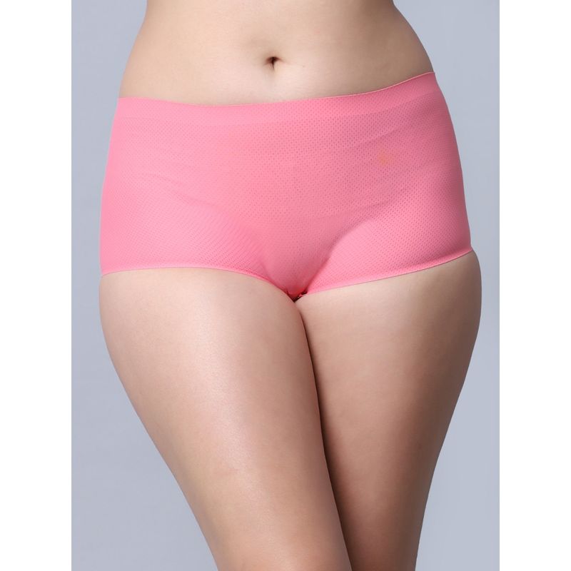 AOBA Women Pink Solid Boy Shorts Briefs Panty (XS)