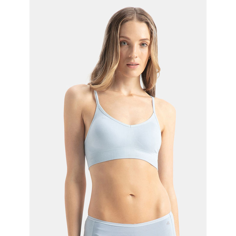 Jockey FE74 Wirefree Seam free Non Padded Micro Touch Nylon Elastane Bra - Skyway (M)