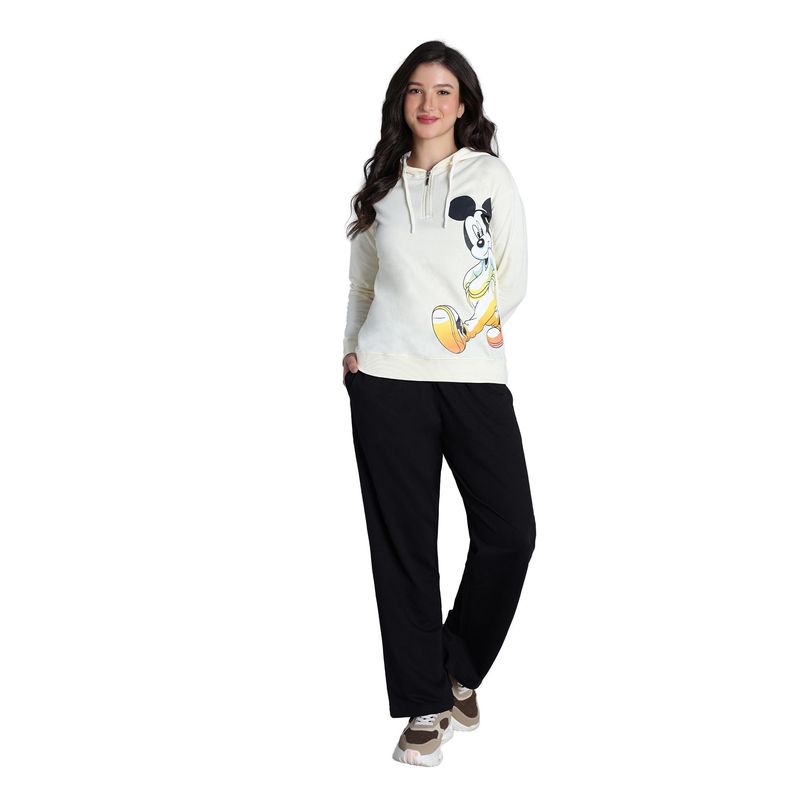 Zivame Women Mickey Mouse Black Beauty Sweatshirt and Trackpant (M)