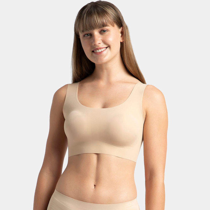 Jockey 1839 Wirefree Padded Soft touch Microfiber Elastane Lounge Bra - Skin (S)
