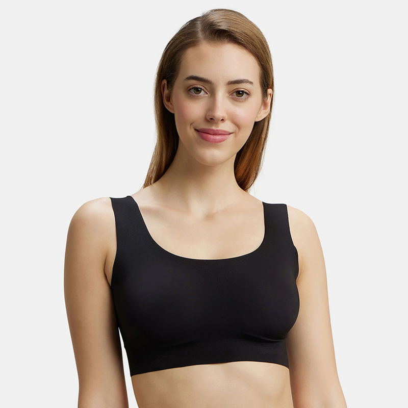 Jockey 1839 Wirefree Padded Soft touch Microfiber Elastane Lounge Bra - Black (M)