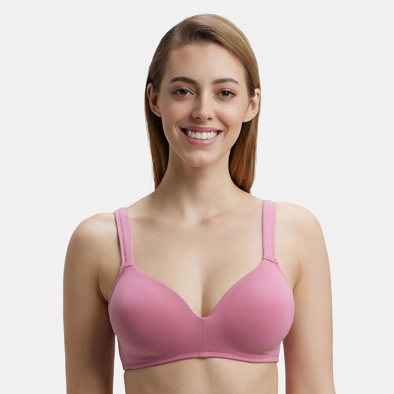Jockey FE57 Wirefree Padded Super Combed Cotton Elastane Lounge Bra - Heather Rose (32B)