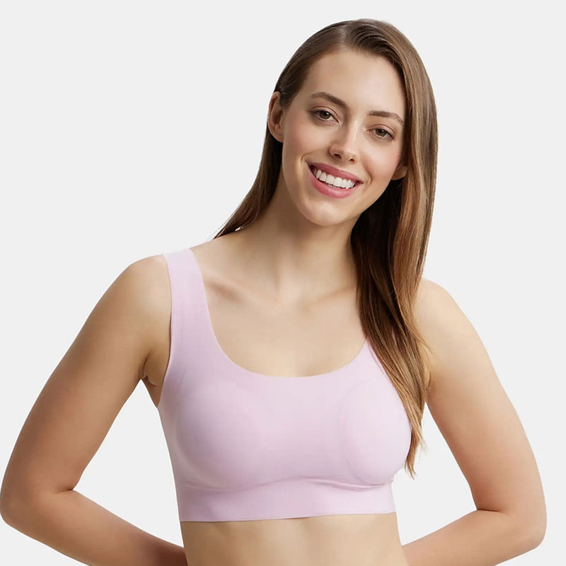 Jockey 1839 Wirefree Padded Soft touch Microfiber Elastane Lounge Bra - Fragrant Lily (M)