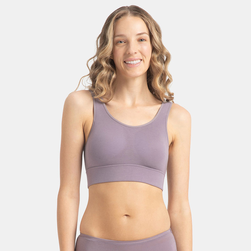 Jockey JW12 Wirefree Padded Tencel Lyocell Elastane Lounge Bra - Minimal Grey (M)