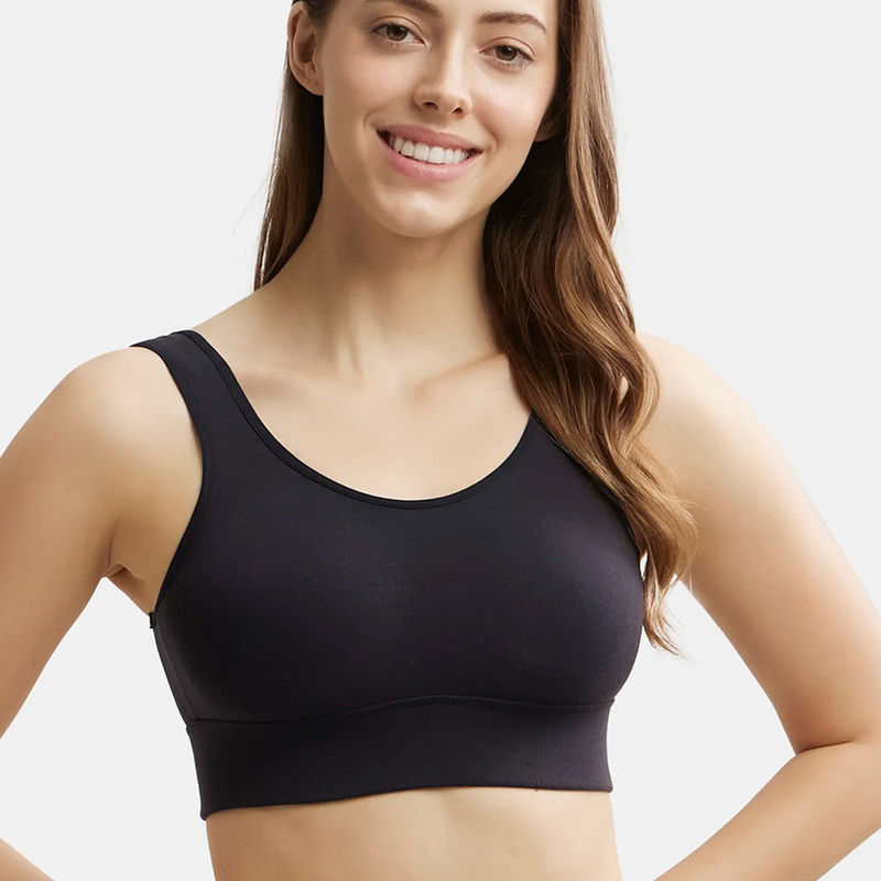 Jockey JW12 Wirefree Padded Tencel Lyocell Elastane Lounge Bra - Black (S)