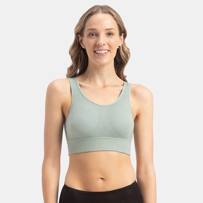Jockey JW12 Wirefree Padded Tencel Lyocell Elastane Lounge Bra - Iceberg Green (L)