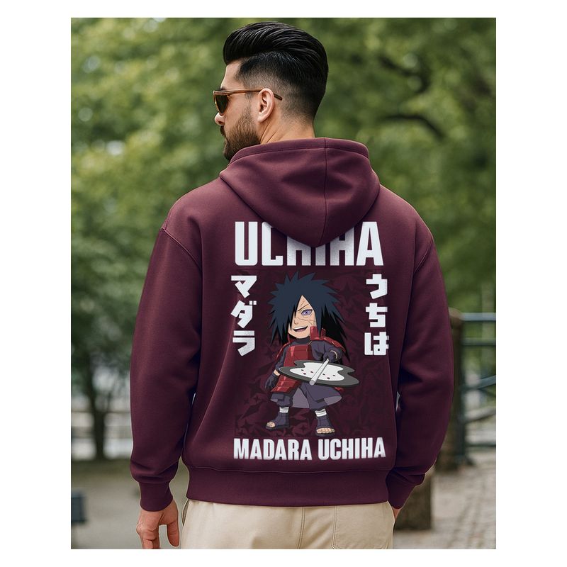 Bewakoof Naruto Men Fig Burgundy Ghost Of Uchiha Graphic Printed Oversized Hoodie (M)