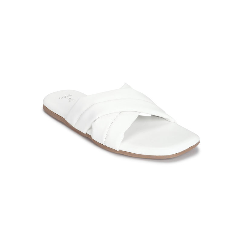 Yoho White Comfortable Latex Cushioning Long Lasting Flats (UK 3)