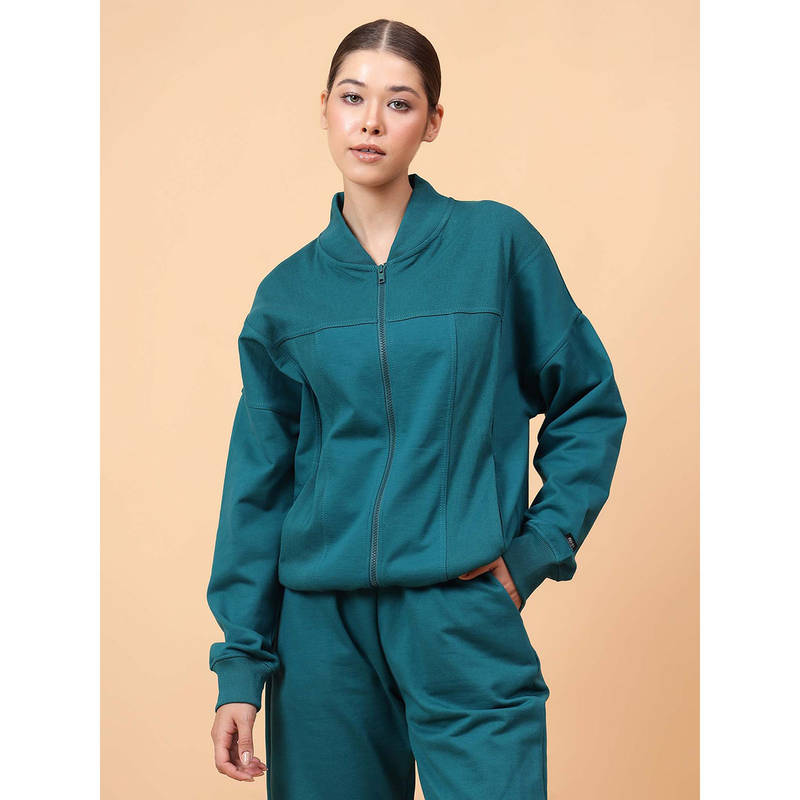 Fitkin Women Teal Active Heat Bomber Jacket (XL)