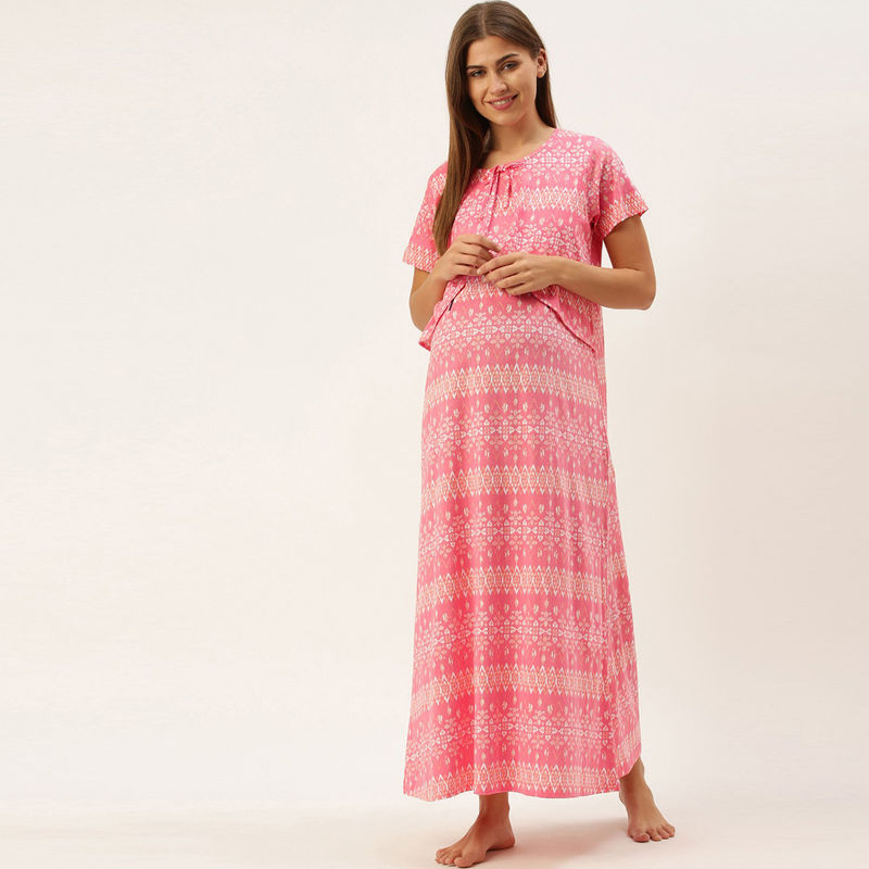 Buy Nejo Feeding/Nursing Maternity Night Dress Pink Online