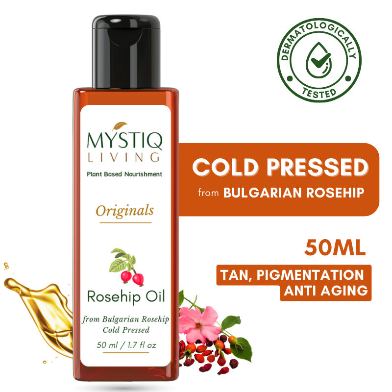 Mystiq Living Rosehip Oil For Face, Skin & Gua Sha Face Massage, Organic Rosehip Seed Facial Oil