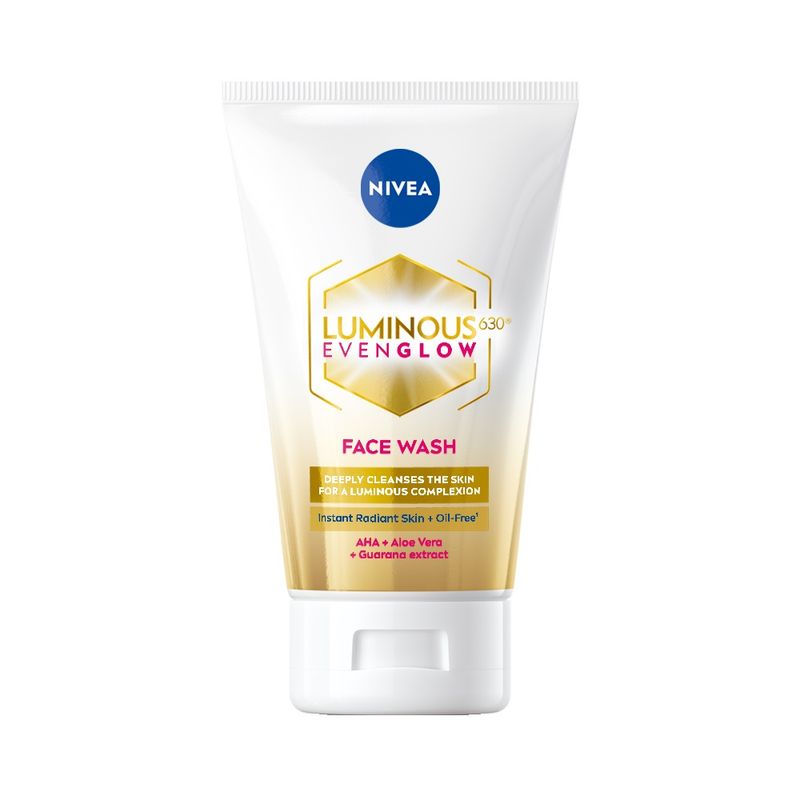 Nivea Luminous Even Glow Face Wash Oil Free Formula, Aha, Aloe Vera, Guarana Extract Deep Clean