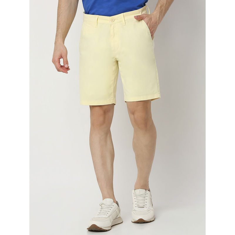 Spykar Yellow Regular Fit Shorts for Men (34)