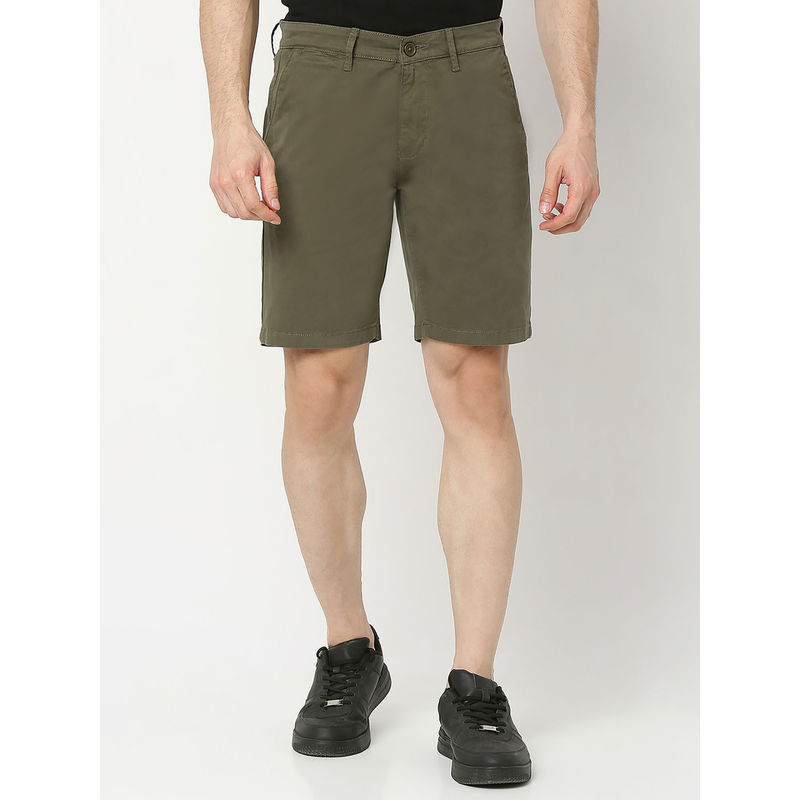 Spykar Green Regular Fit Green Shorts for Men (32)