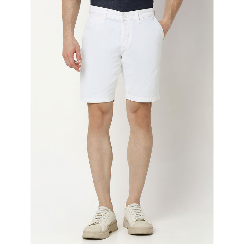 Spykar White Regular Fit Shorts for Men (36)