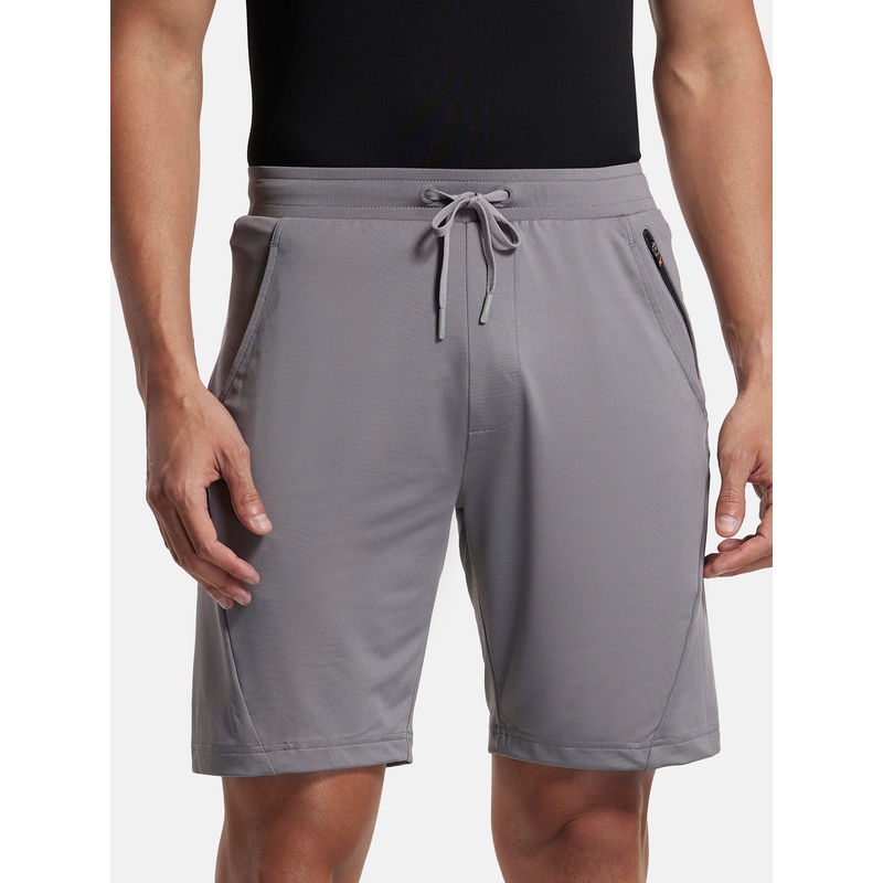 Jockey MV10 Men Microfiber Elastane Solid Active Wear Shorts - Performance Grey (S)