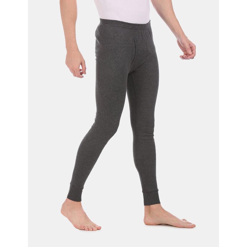 U.S. POLO ASSN. Charcoal I653 Snug Fit Solid Cotton Viscose Polyester Thermal Pant Charcoal (S)