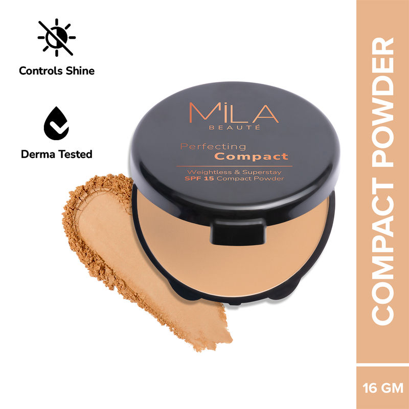 Mila Beauté Superstay Natural Matte Finish Perfecting Compact Powder with SPF 15 - Sand