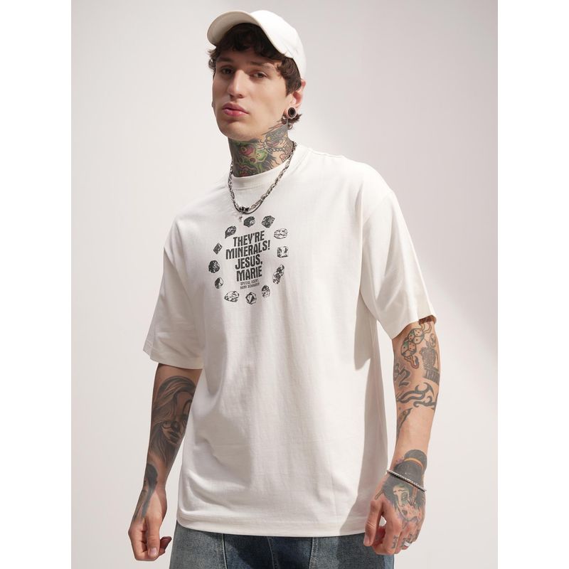 HIGHLANDER Breaking Bad Men Off White Oversized Drop shoulder Round Neck T-shirt (XS)