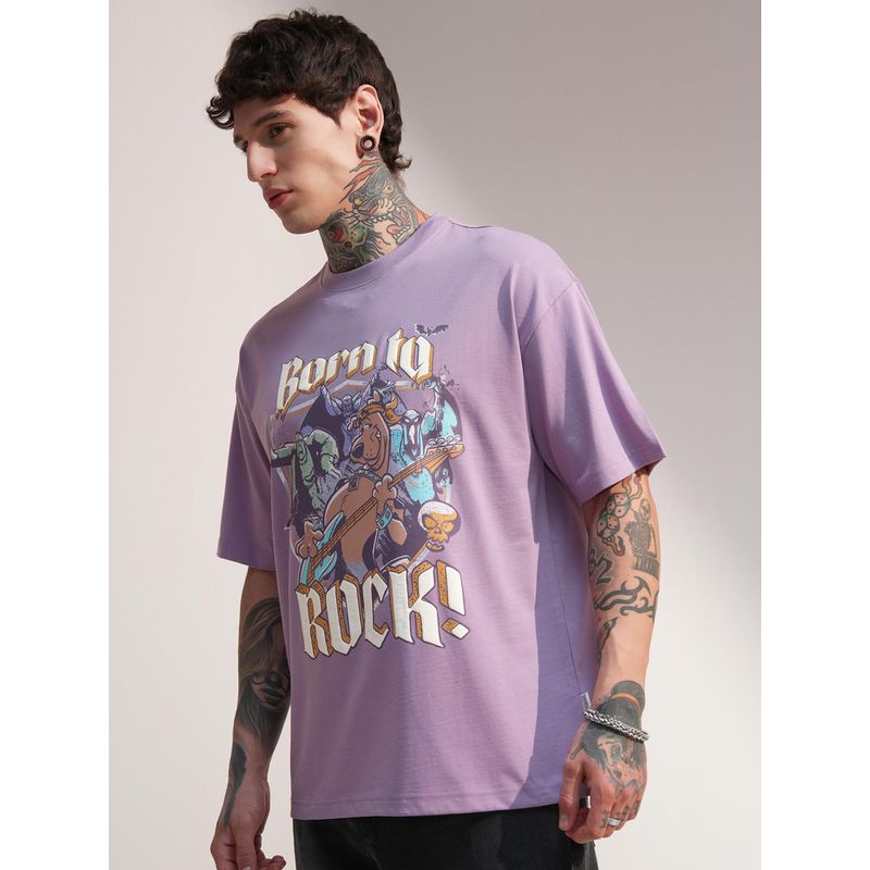 HIGHLANDER Warner Bros Scooby Doo Men Lavender Round Neck Relaxed Graphic T-shirt (L)