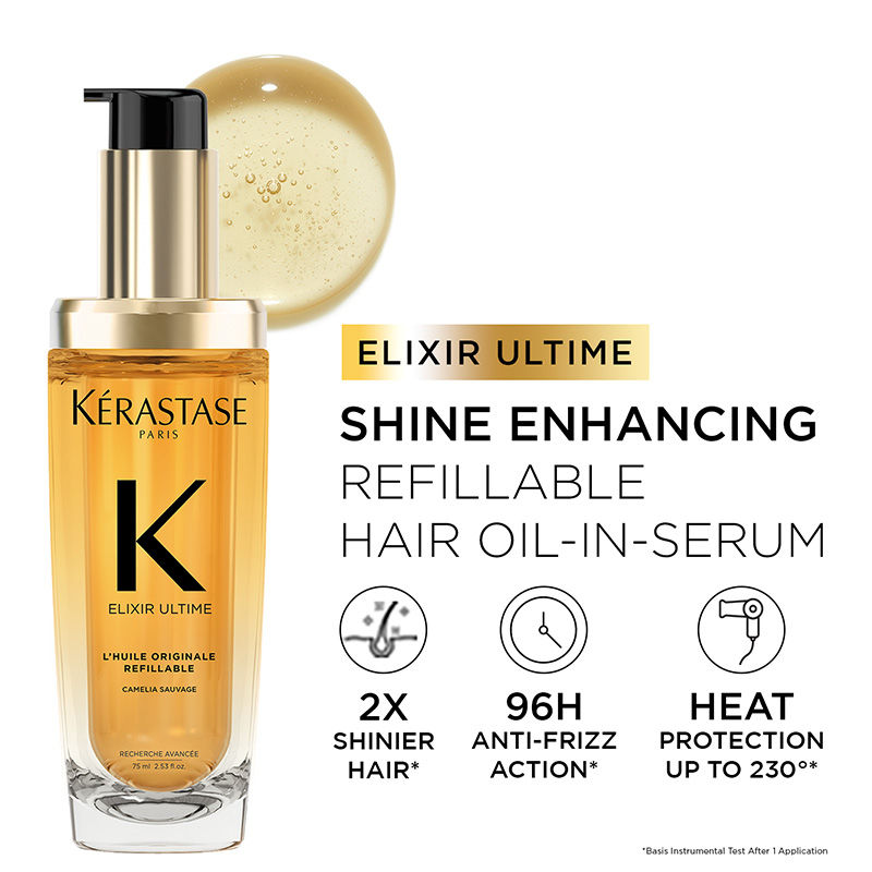 Kerastase Elixir Ultime Hair Oil-In-Serum Refillable For All Hair Types, 2x Shinier Hair