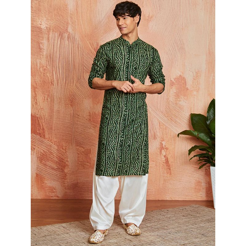 Vastramay Mens Rayon Bandhani Printed Kurta With Patiala (Set of 2) (38)