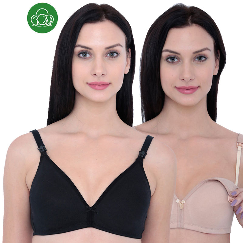 Inner Sense Organic Cotton Antimicrobial Nursing Bra Pack of 2 - Multi-Color (34C)