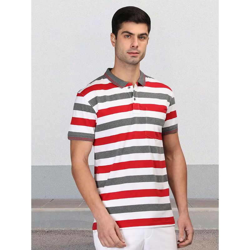 CHKOKKO Red Summer Polo T-Shirt for Men (M)