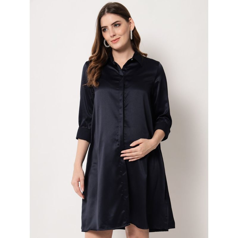 Angloindu Hoor Navy Maternity Shirt Dress (S)