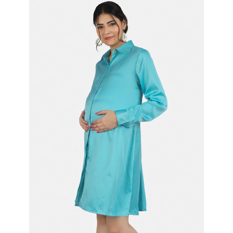Angloindu Hoor Blue Maternity Shirt Dress (S)