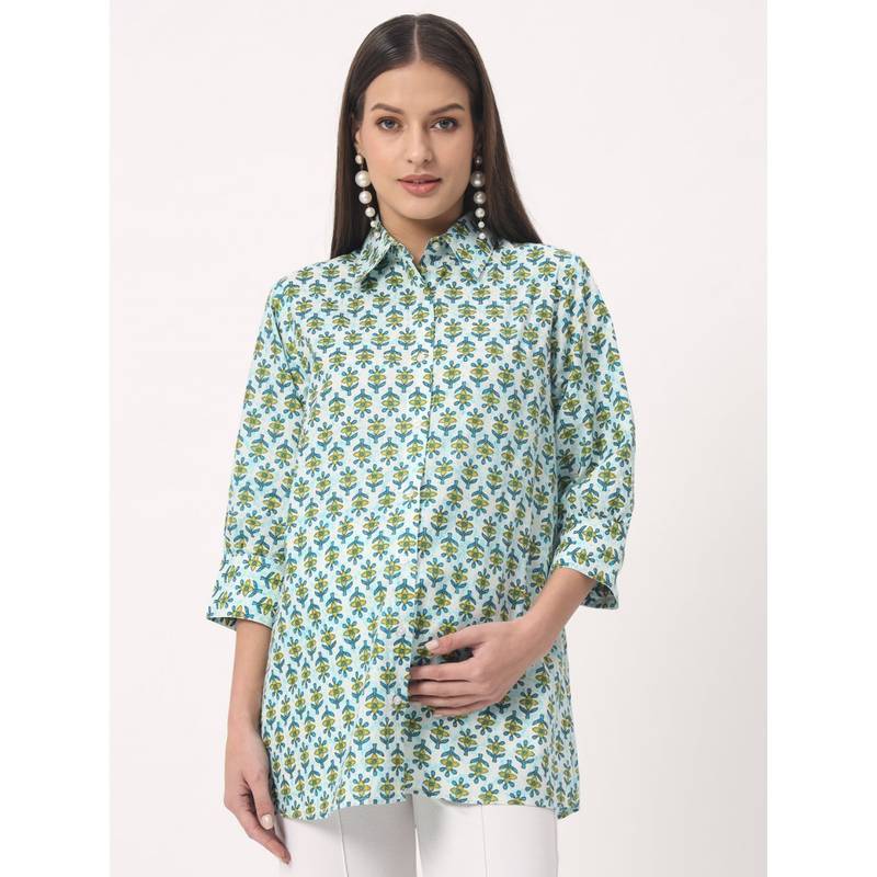 Angloindu Blue Print Maternity Shirt (S)