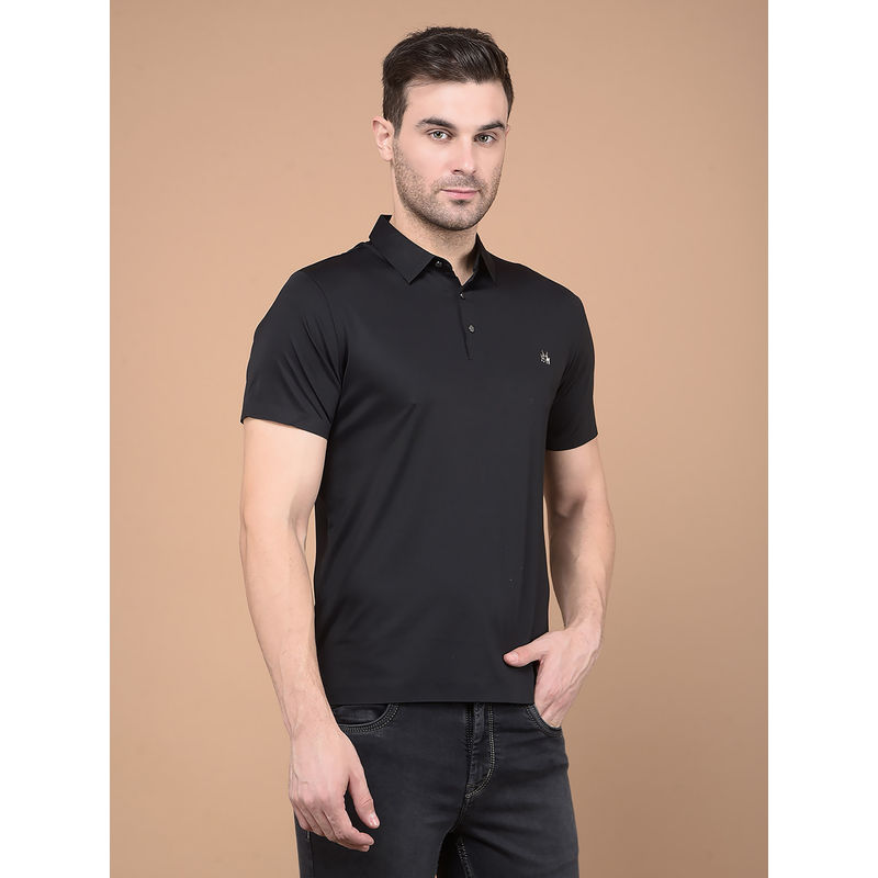 CRIMSOUNE CLUB Mens Black Polo Neck T-Shirt (M)