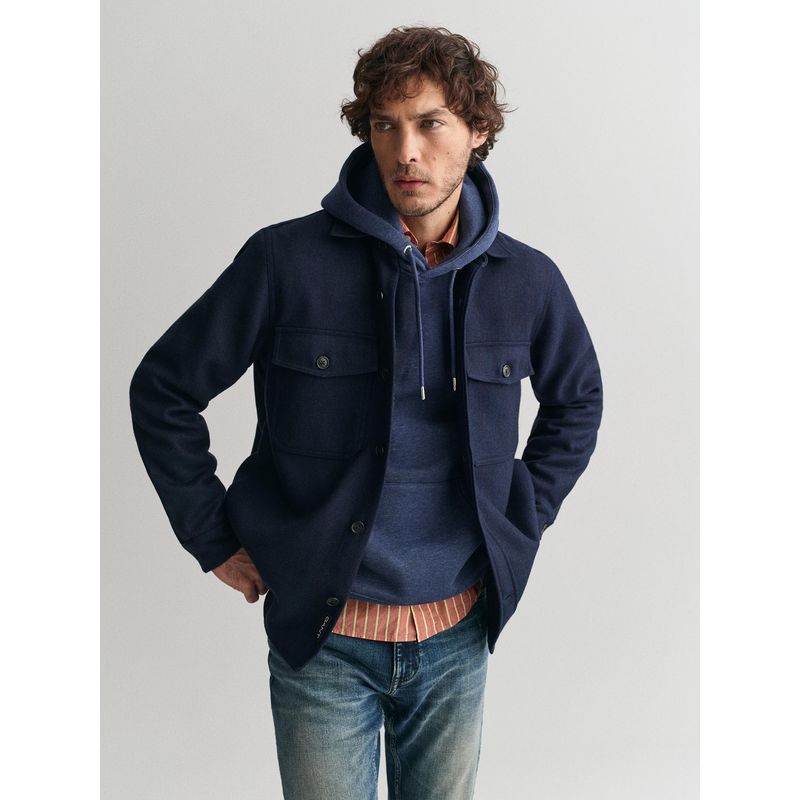 GANT Men Blue Solid Spread Collar Full Sleeves Shirt (40)