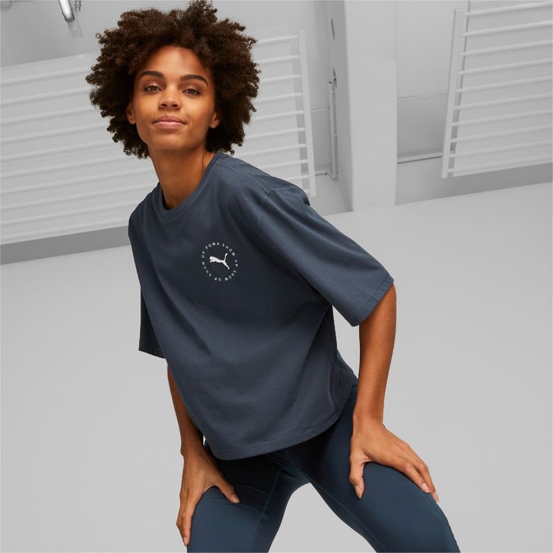 Puma Womens Graphic Boxy Fit Womens Blue T-Shirt (XS)