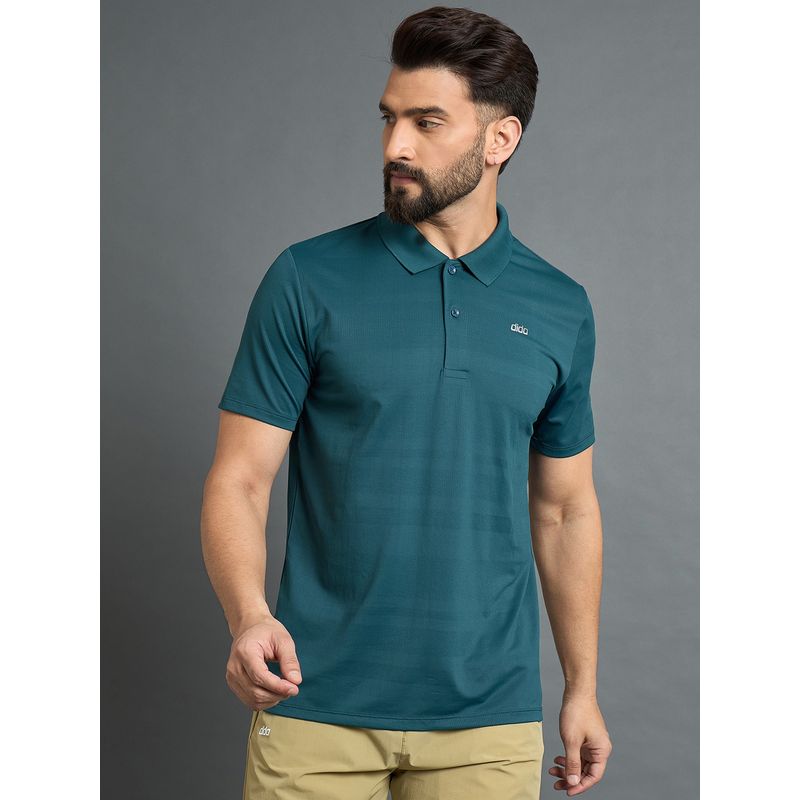 Dida Men's Blue Polyester Collar Neck Polo T-Shirt (XL)