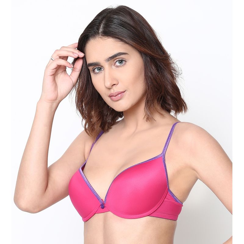 Susie By Shyaway Candy Pink Violet Push Up Bra With Plunging Neckline (36C)