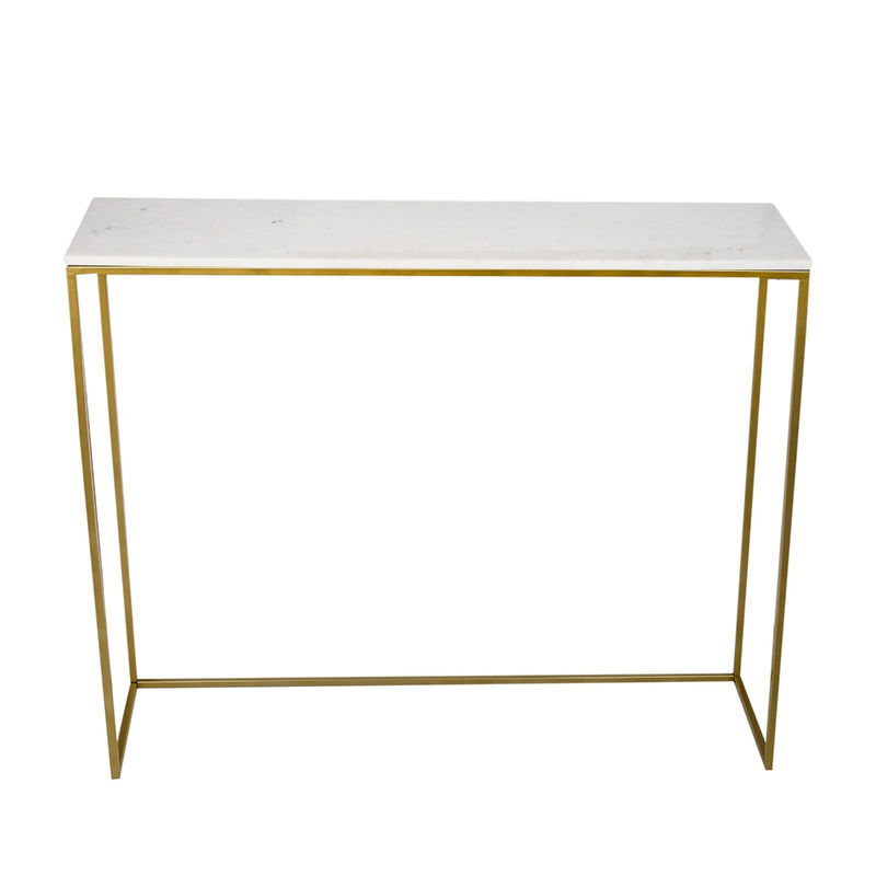 Manor House House Nested Console Table Set of 2 Marble Top Gold Finish