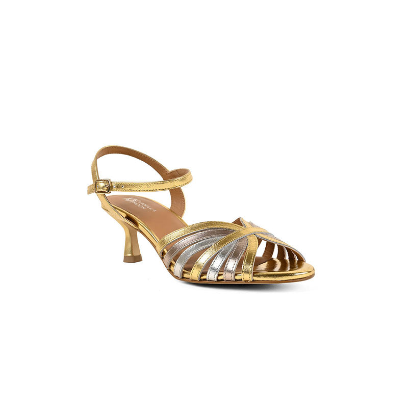 Vanilla Moon Women Gold Round Toe Heels (EURO 36)