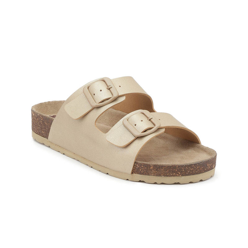 HF Journey Women Beige Round Toe Sandals (EURO 36)