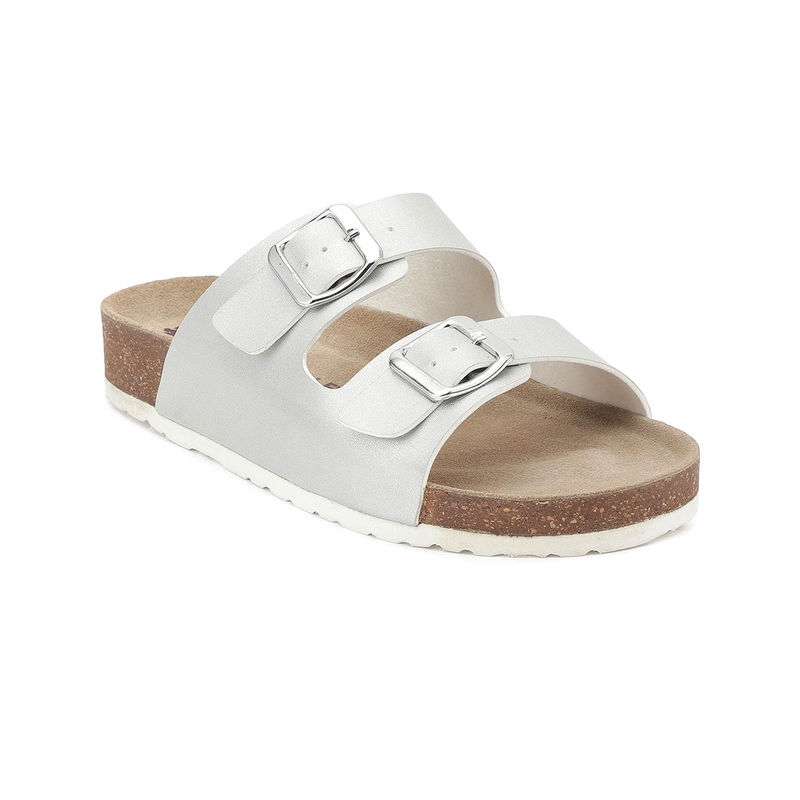 HF Journey Women Silver Round Toe Sandals (EURO 36)